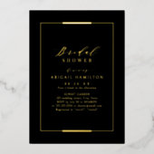 Ingelijste Elegantie Zwart Goud Eenvoudig Vrijgeze Folie Uitnodiging (Voorkant)