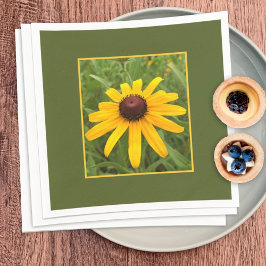 Ingelijste enkele gele Rudbeckia-bloem fotografie Servet