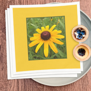 Ingelijste enkele gele Rudbeckia-bloemenfoto Servet
