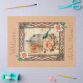 Ingelijste Floral Bird Kooi & Script Decoupage Tissuepapier (Craft)