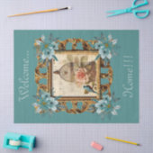Ingelijste Floral Bird Kooi & Script Decoupage Tissuepapier (Craft)