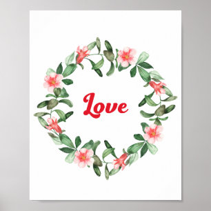 Ingelijste Floral Granaatappel Liefde Thema Poster