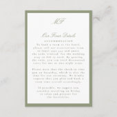 Ingelijste Formele Tuxedo Sage Wedding Details Inf Informatiekaartje (Voorkant)