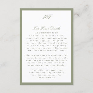 Ingelijste Formele Tuxedo Sage Wedding Details Inf Informatiekaartje