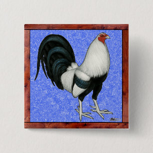 Ingelijste Gamecock Vierkante Button 5,1 Cm