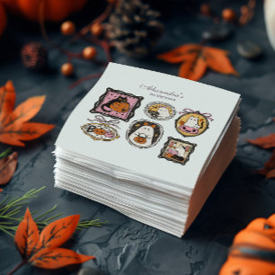 Ingelijste Geest & Kat Halloween 1e Verjaardag Servet