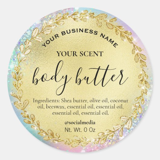 Ingelijste Gold Leaf Cotton Snoep Body Butter Labe Ronde Sticker (Voorkant)