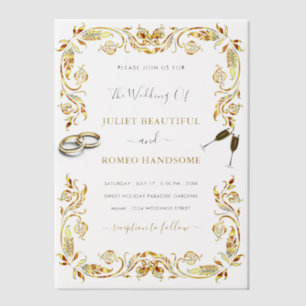 Ingelijste Gold Vellum Wedding Invitation Sjabloon