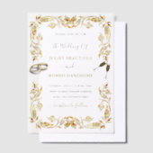 Ingelijste Gold Vellum Wedding Invitation Sjabloon (Offset)