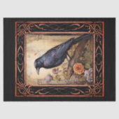 Ingelijste Gotische Raven & Bloemen Decoupage Tissuepapier (Voorkant)