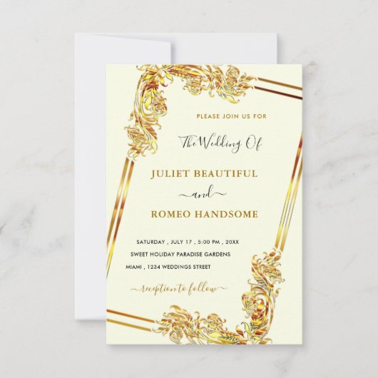 Ingelijste gouden bruiloft uitnodiging ontwerp uw  (Voorkant)
