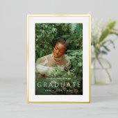 Ingelijste gouden foto Afstuderen 2024 Folie Uitnodiging (Staand Voorkant)