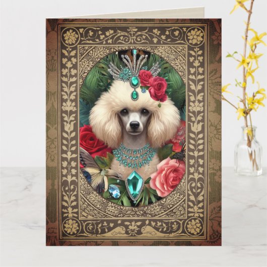  ingelijste Kaart poedel (Gele Bloem)