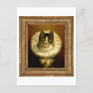 Ingelijste Kat in Elizabethan Collar Kostuum Brief Briefkaart