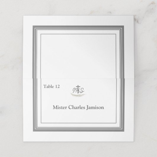 Ingelijste katholieke bijbel-vers plaatskaartje (Buitenkant ongevouwen)