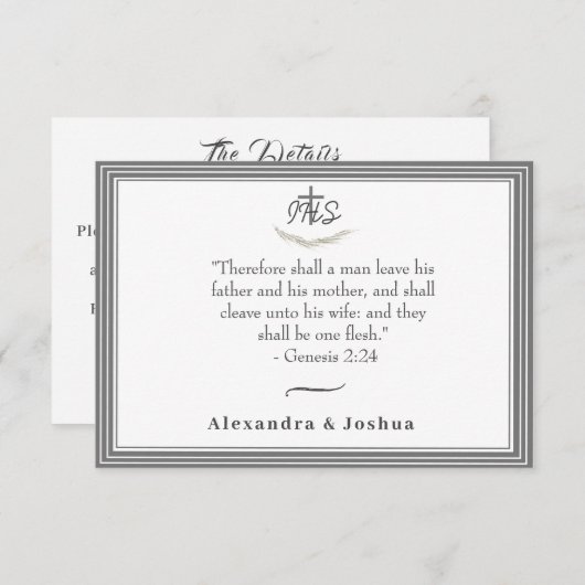 Ingelijste Katholieke Bijbel-Verse Bruiloft Behuiz Informatiekaartje (Voorkant / Achterkant)