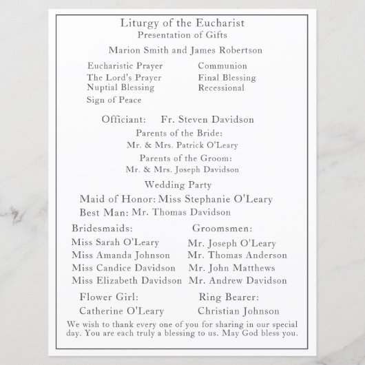 Ingelijste Katholieke Huwelijksprogramma (Achterkant)