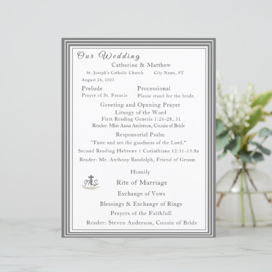 Ingelijste Katholieke Huwelijksprogramma (Staand voorkant)