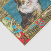 Ingelijste kerst Collies met Holly en bessen Tissuepapier (Detail)