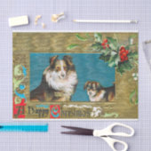 Ingelijste kerst Collies met Holly en bessen Tissuepapier (Craft)