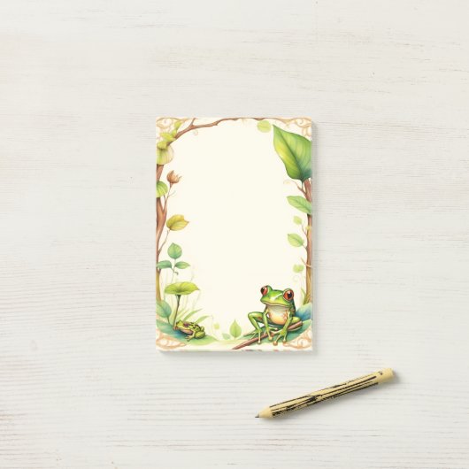 Ingelijste kikkers 3 post-it® notes (Op bureau)