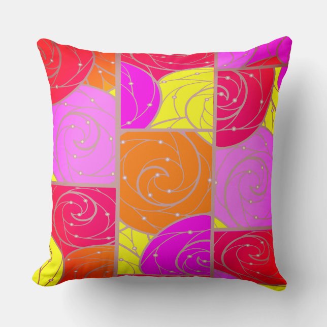 Ingelijste kleuren van Rozen Kussen (Voorkant)