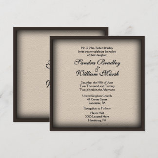 Ingelijste Leather Look bruiloft uitnodiging