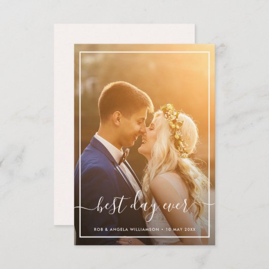 Ingelijste Liefde Trouwfoto Dank u kaart (Voorkant / Achterkant)