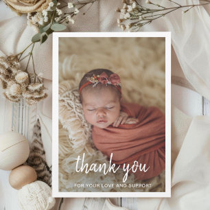 Ingelijste moderne baby shower bedankkaart