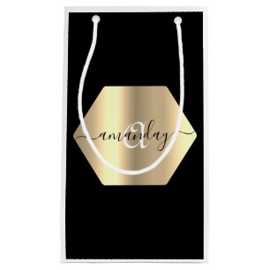 Ingelijste Monogram Naam Goud Zwart Branding Favor Klein Cadeauzakje