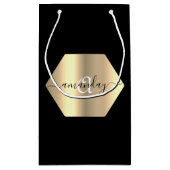Ingelijste Monogram Naam Goud Zwart Mode Boutique Klein Cadeauzakje (Achterkant)