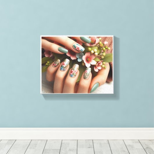 Ingelijste Nail Art Stretched Canvas Print (Insitu (Houten vloer))