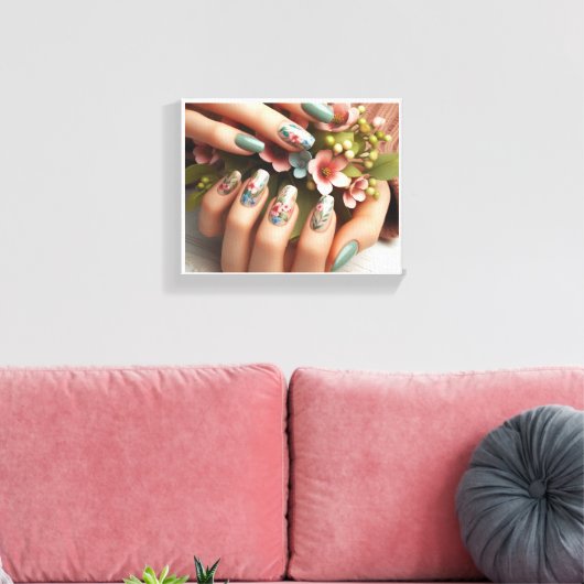 Ingelijste Nail Art Stretched Canvas Print (Insitu (Woonkamer))