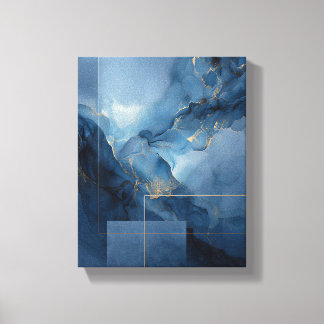 Ingelijste nevelige blauwe turquoise geometrische canvas afdruk