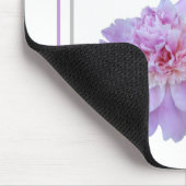 Ingelijste Paarse Monogram Roze Pioen Bloem Muismat (Hoek)