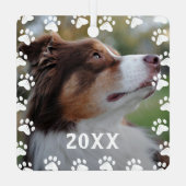 Ingelijste Pet Naam 2 Foto Metalen Ornament (Achterkant)