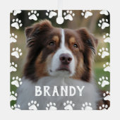 Ingelijste Pet Naam 2 Foto Metalen Ornament (Voorkant)