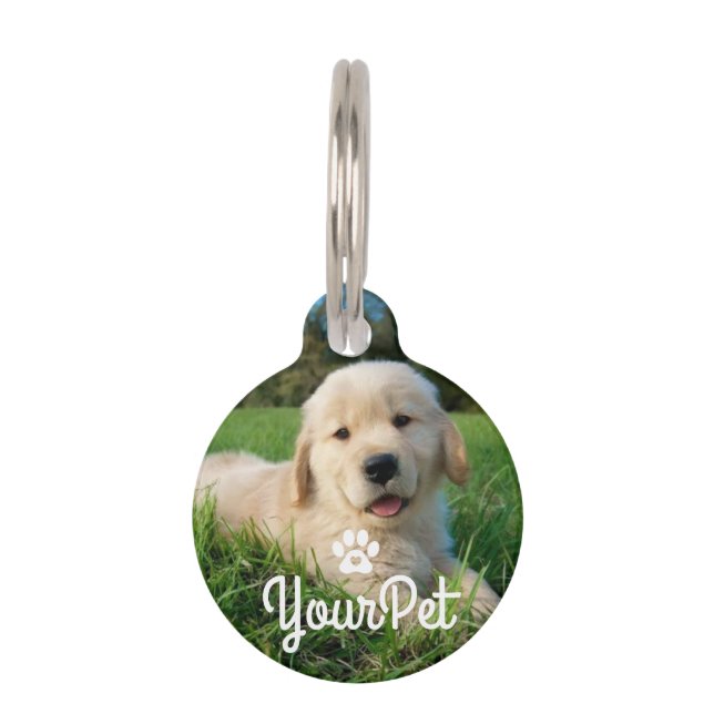 Ingelijste Pet Photo Paw Heart ID Label Huisdierpenning (Voorkant)