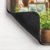 Ingelijste Planten in Sunny Farmhouse Window Muismat (Hoek)