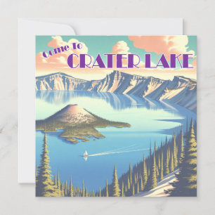 Ingelijste Poster bij Crater Lake Vintage