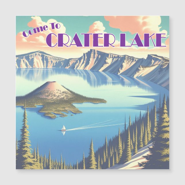 Ingelijste Poster bij Crater Lake Vintage (Voorkant)