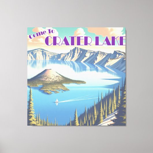 Ingelijste Poster bij Crater Lake Vintage Canvas Afdruk (Voorkant)