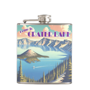 Ingelijste Poster bij Crater Lake Vintage Heupfles