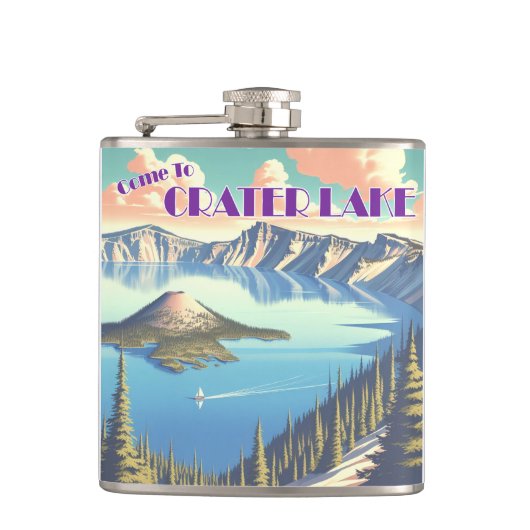 Ingelijste Poster bij Crater Lake Vintage Heupfles (Voorkant)