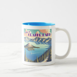 Ingelijste Poster bij Crater Lake Vintage Tweekleurige Koffiemok