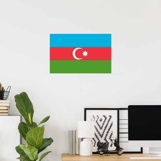 Ingelijste print met Vlag van Azerbeidzjan (Thuiskantoor)