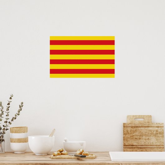 Ingelijste print met Vlag van Catalonië (Keuken)