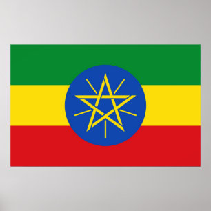Ingelijste print met vlag van Ethiopië