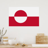 Ingelijste print met Vlag van Groenland (Keuken)