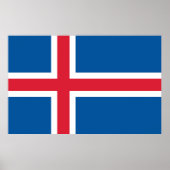 Ingelijste print met Vlag van IJsland (Voorkant)